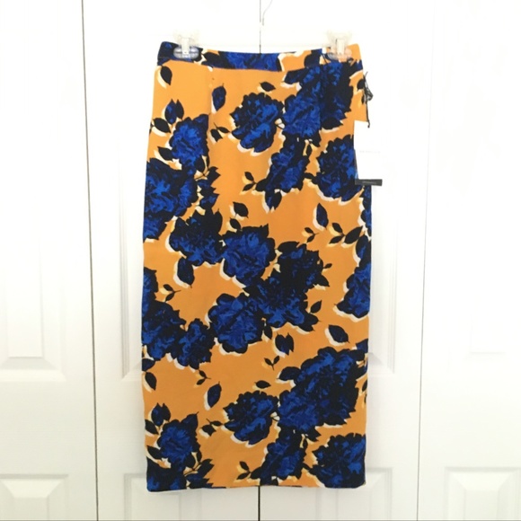 Who What Wear Dresses & Skirts - NWT womens blue and yellow floral pencil skirt